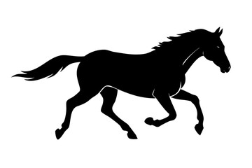 Fototapeta premium Running horse silhouette vector graphic design for equestrian and animal lovers