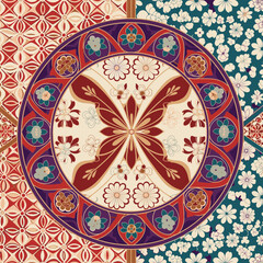Fototapeta premium Traditional Japanese seamless background pattern in Shippō style 