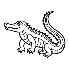 Fototapeta premium crocodile animal black outline vector silhouette