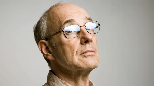 Senior businessman with glasses in professional portrait setting. Suitable for executive consulting and mature professional services marketing.