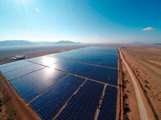 Aerial view of a solar energy farm