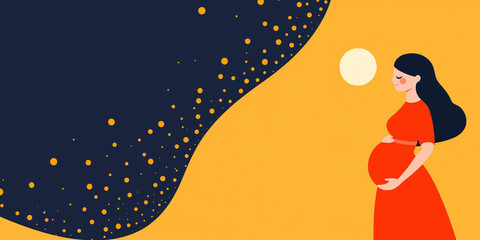 Abstract Illustration of Pregnant Woman with Space for Text