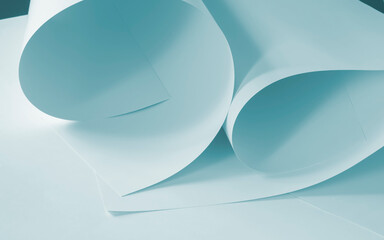 Sheets of paper in blue tones.