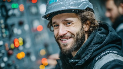 engineer in safety helmet overseeing green hydrogen pilot facility