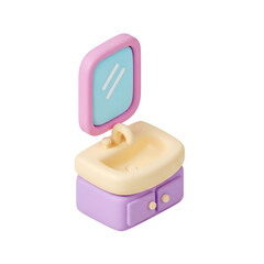 Cute Pastel Bathroom Vanity Illustration