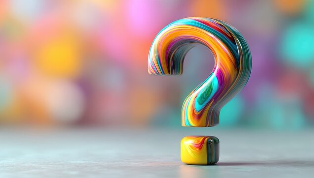 Colorful question mark on a surface