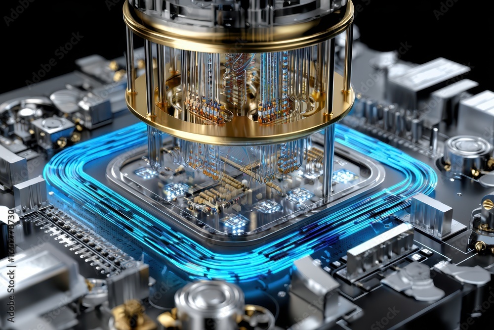 Poster advanced quantum processor demonstrates cutting-edge technology in computing innovation