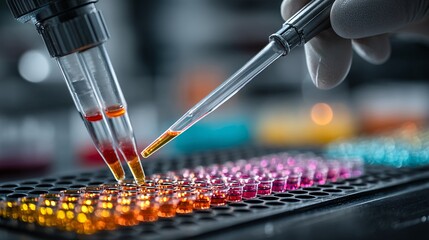 Researcher Methodically Labeling Genetic Samples at Cluttered Workstation