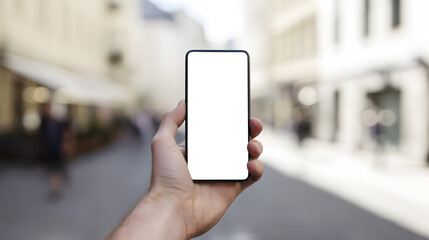 Hand holding mobile phone: A person holds a smartphone, engaging with its features in a modern setting, a symbol of digital connectivity and ease of use.