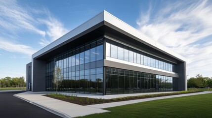 Obraz premium Modern Architectural Design of a Sleek Glass Building Exterior