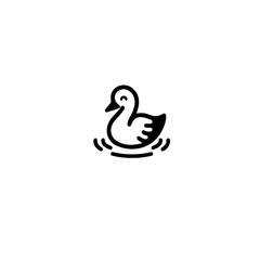 Fototapeta premium A simple line drawing of a duck swimming in water with small ripples around it