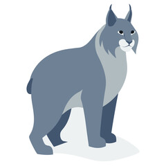 Stylized illustration of a gray lynx standing on snow