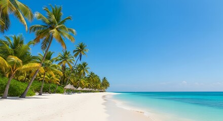 Fototapeta premium Crystal Clear Waters, White Sand, Tropical Paradise, and Sunny Vibes