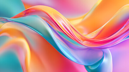 Fluid gradient background 3D rendering vibrant glass waves ideal for fintech hero images presentations and modern UI dashboards