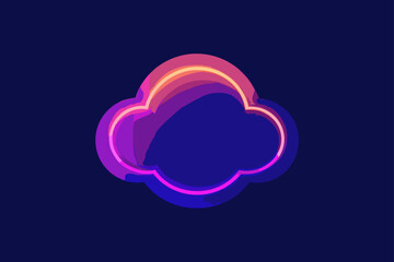 Vibrant neon cloud shape on dark blue background