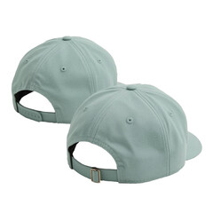 Muted Pastel Green Baseball Cap Displayed in Dual Angle Studio Composition with Minimal Embroidery