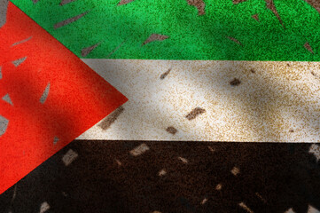 Grunge and dirty style Palestine national flag.