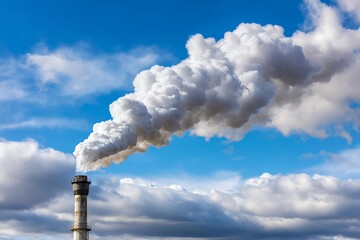 Industrial chimney emitting smoke against clear blue sky