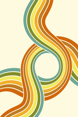 Abstract background of rainbow groovy Wavy Line design in 1970s Hippie Retro style. Vector pattern ready to use for cloth, textile, wrap and other.