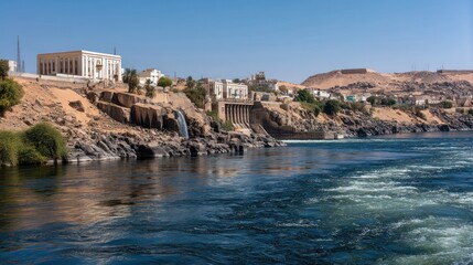 Obraz premium Aswan High Dam on the Nile River, Egypt
