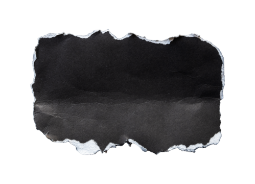black torn paper isolated on white