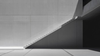Fototapeta premium Minimalist Concrete Staircase Against Monochrome Background