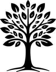 Tree Silhouette Icon with Leaves