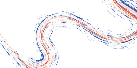 Vibrant Red and Blue Brushstroke Lines Form Flowing Wave-Like Motion Across White Background, Symbolizing Abstract Energy, Speed, and Technology-Inspired Art.