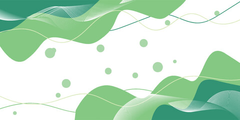 Abstract Green Wave Background with Curved Lines and Floating Dots, Perfect for Presentations, Nature Themes, Wellness Designs, and Minimalist Aesthetic Projects.