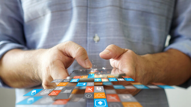  Man Using Mobile App on Smartphone