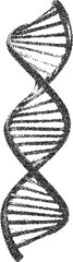 Dna retro y2k stipple design genome halftone brutalist urban vector png with clear background, helix 2000s photocopy grunge tattoo gen z effect