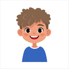 Cheerful, happy portrait of a schoolboy. Vector illustration in a cute flat style