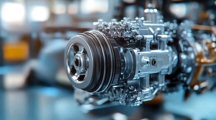 Fototapeta premium Automobile car gearbox with toothed wheels.