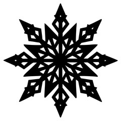 Intricate black snowflake silhouette white symmetrical
