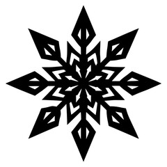 Intricate black snowflake silhouette white geometric