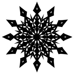Intricate black snowflake design white symmetrical