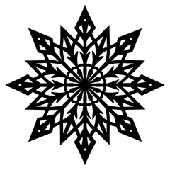 Intricate black snowflake design white symmetrical