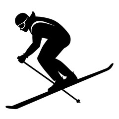 Skier descending slope skiing snow
