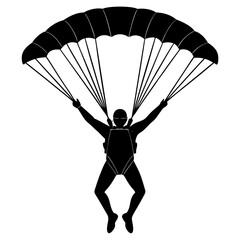 Skydiver descending with open parachute skydiving sport