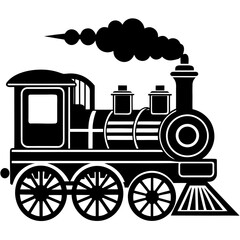 Vintage steam locomotive emitting smoke train retro