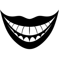 Wide black smile with white teeth mouth