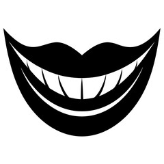Wide black smile with white teeth mouth lips
