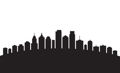Fototapeta premium City skyline silhouette against white background