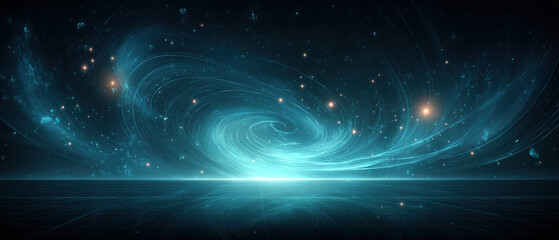 Neon‑Blue Digital Data Tunnel: Swirling Lines & Glowing Particles in Vortex