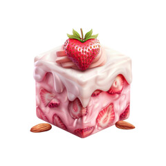 Delicious Strawberry Cream Cheese Dessert Cube with Almonds