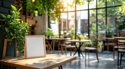 Fototapeta premium Cozy Cafe Interior Featuring Natural Light and Simple Design