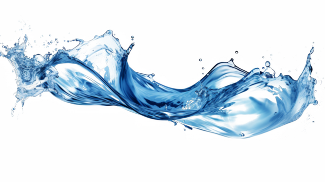 Captivating water splash against a stark black background displays dynamic movement, showcasing liquid motion with vibrant blue hues.