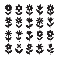 Collection of simple flower silhouettes