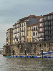 Romantic backstreet, side street or alley in historic old town of Porto Oporto, Portugal with...