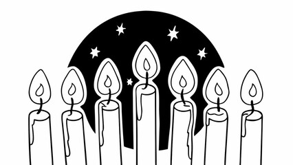 Seven candles celebration vector graphic for holidays and religious events design and decoration use